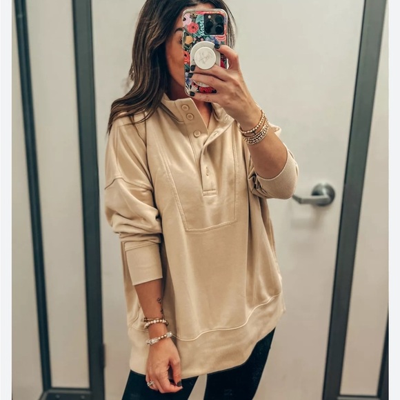 Womens Time and Tru Mock Neck Button Sweatshirt size XL - Picture 3 of 9